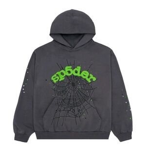 Sp5der Wait Web Hoodie Slate Grey